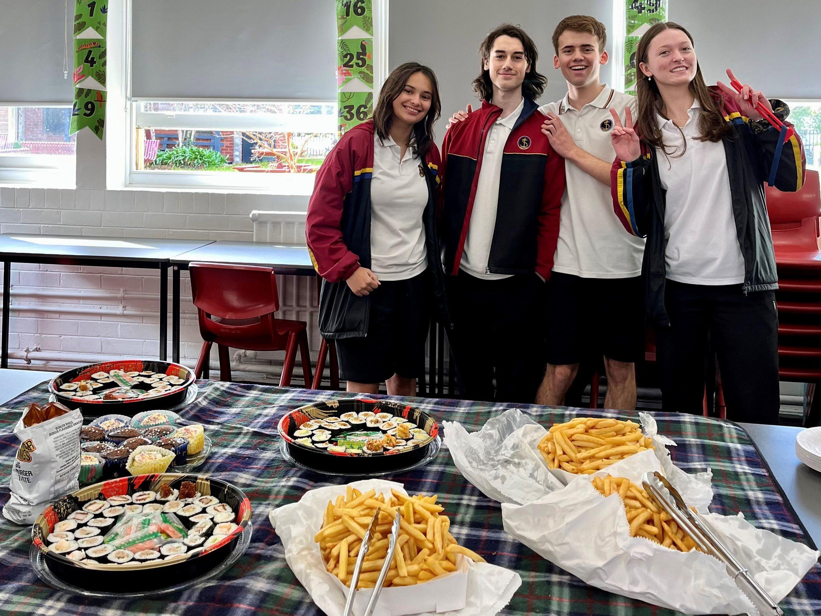 That winning lunch feeling for 11B students, winners of the Semester 1 Homegroup Challenege
