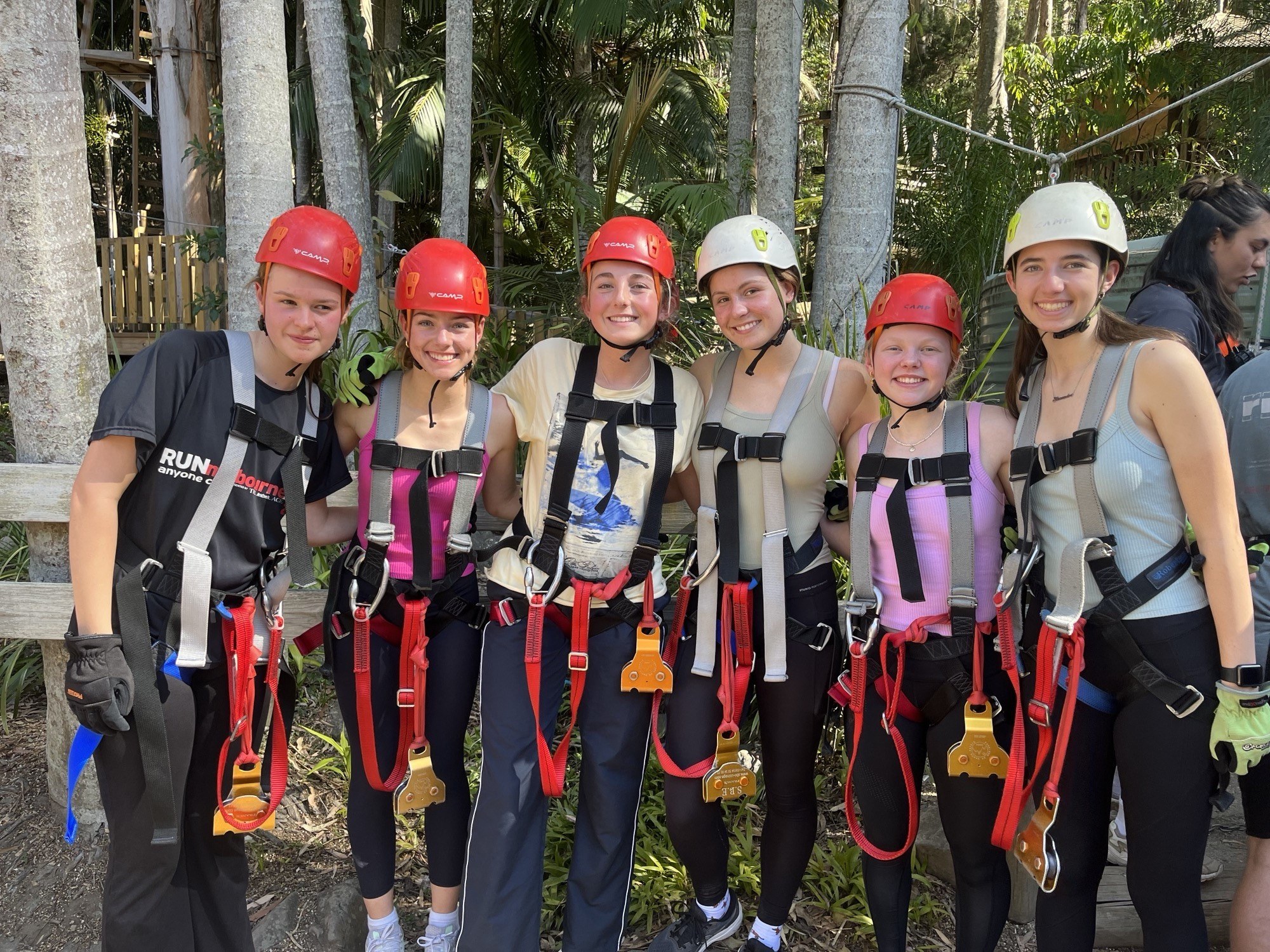 Students ready for the high ropes course