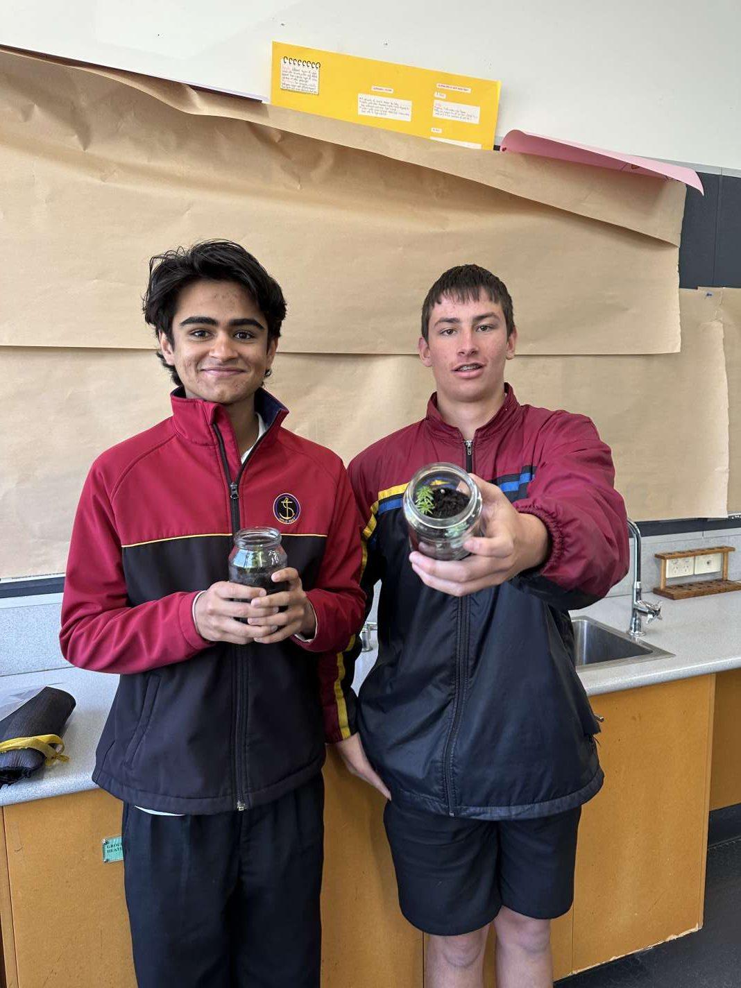 Daksh and James with their Terrariums