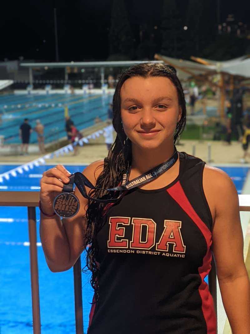Mia with her medal at the National Championships on the Gold Coast